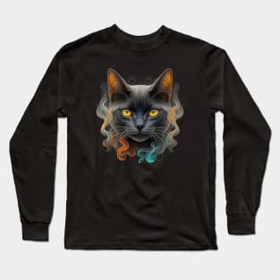 Cat Smoke Black Cat Long Sleeve T-Shirt